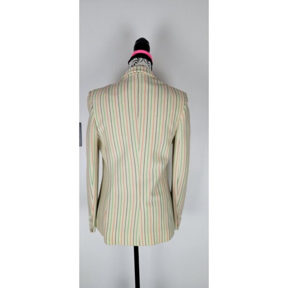 Vintage 80s Womens Size S Blazer Beige Stripped Open Jacket CHOICE by BUTTE - Picture 5 of 16